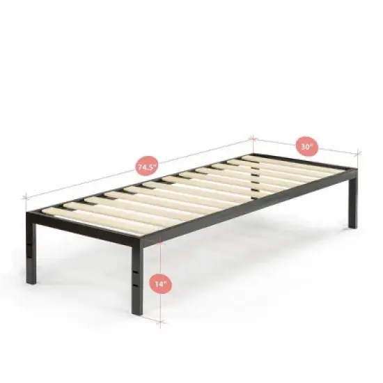 14" Narrow Twin Mia Platform Bed Frame Black - Zinus image {4}