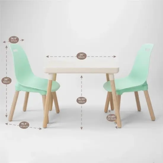 3pc Kid Century Modern Table and Chair Set - B. Spaces image {6}