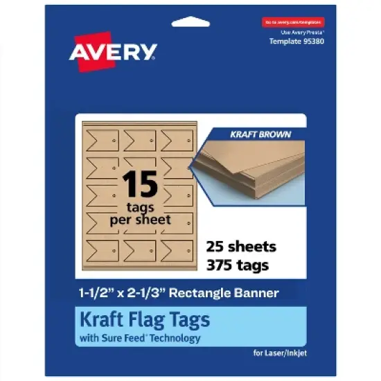 Avery Banner Flag Tags, 1-1/2" x 2-1/3", Kraft Brown, 375 Total image {9}