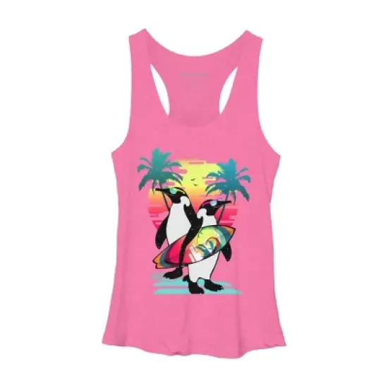 Women's Design By Humans Penguin Summer Vacation By clingcling Racerback Tank Top image {3}