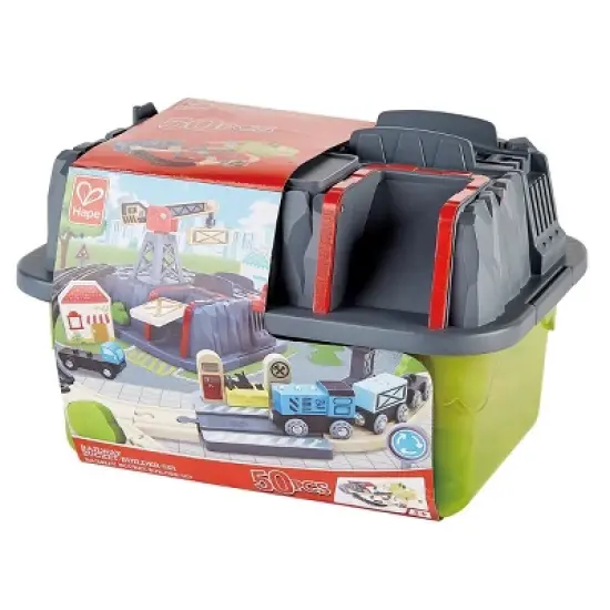 HAPE Railway Bucket Builder Set with Train and Tracks - 50 PCS image {2}