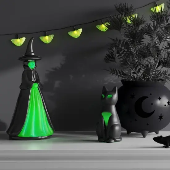 6.88" Lit Plastic Cat Figurine - Hyde and EEK! Boutique&trade; Matte Black image {1}