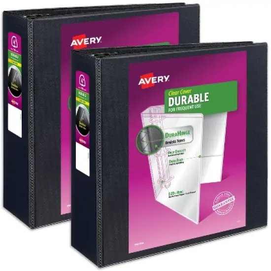 Avery Durable View 3 Ring Binder, 4 Inch EZD Rings, 2 Black Binders (09800) image {7}