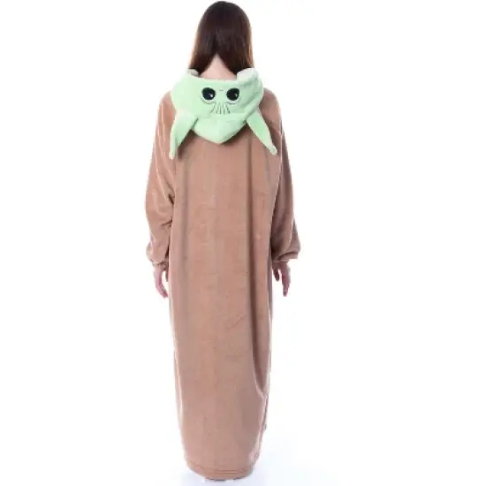 Star Wars The Mandalorian Baby Yoda Costume Adult Wearable Blanket Pullover Robe Brown image {2}