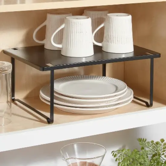 Metal Stacking Shelf with Powder Coated Finish Black - Brightroom&trade;: Stackable Kitchen Storage Organizer, Shelf Riser image {1}