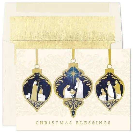 Masterpiece Studios Holiday Collection 16-Count Boxed Christmas Cards with Foil-Lined Envelopes, 7.8" x 5.6", Nativity Blessings (963800) image {1}