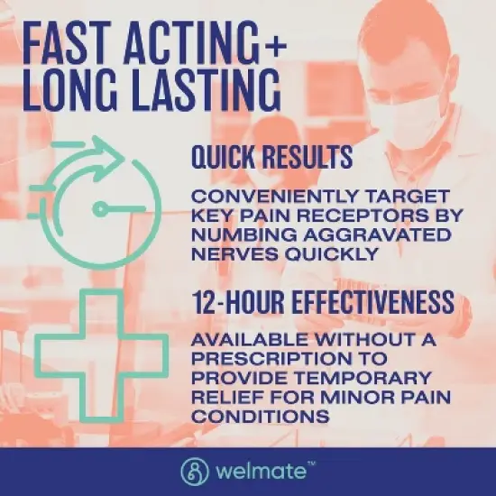 WELMATE Lidocaine 4% Maximum Strength Pain Relief Patch - 15ct image {3}