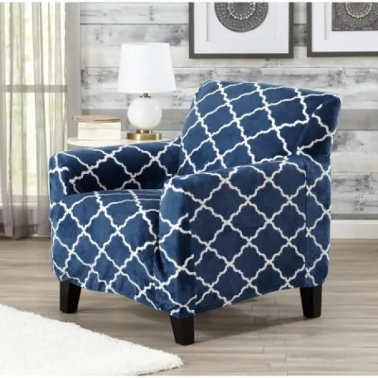 Great Bay Home Stretch Velvet-Plush Washable Chair Slipcover image {5}