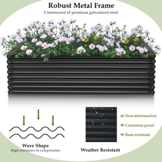 Costway 2 PCS Galvanized Raised Garden Bed Outdoor Planter Box Firewood Rack Log Holder image {5}