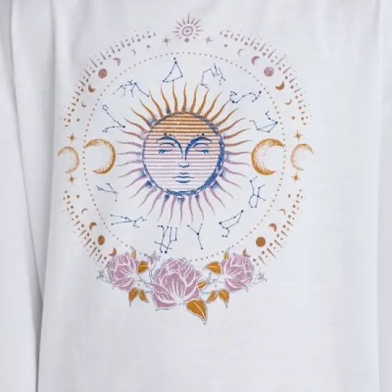 Girls' Long Sleeve Zodiac Oversized Graphic T-Shirt - art class&trade; White image {1}