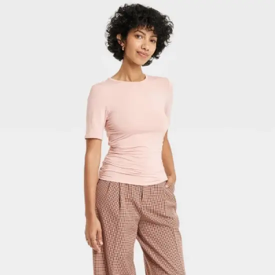 Women's Elbow Sleeve Slim Fit Crew Neck T-Shirt - A New Day&trade; image {3}