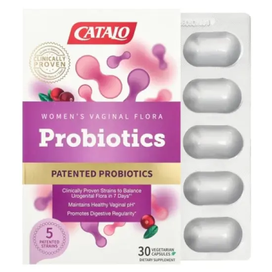 CATALO Women's Vaginal Flora Probiotics, 30 Vegetarian Capsules image {2}