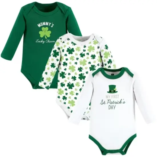 Hudson Baby Infant Boy Cotton Long-Sleeve Bodysuits, Lucky Charm image {7}