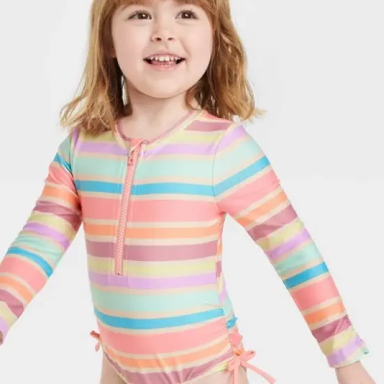 Toddler Girls' One Piece Rash Guard - Cat & Jack&trade; Off-White image {1}