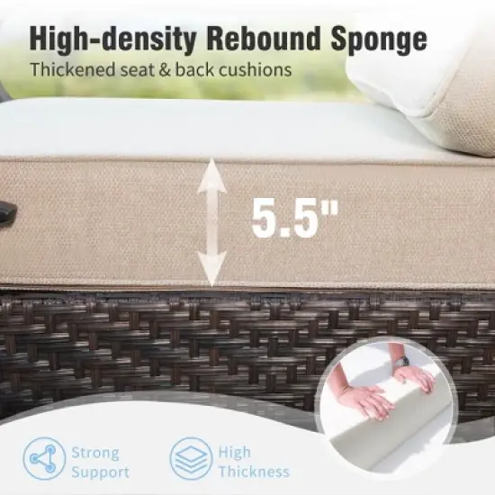 Captiva Designs 6pc Extra Large Metal and Rattan Outdoor Patio Fire Pit Set with Swivel Armchairs and Ottomans image {7}