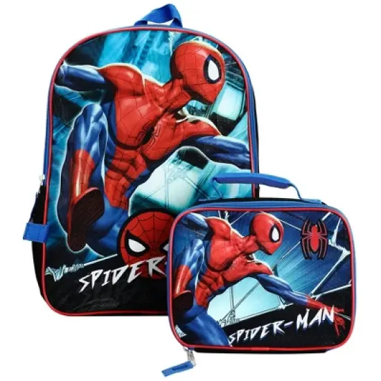 Marvel Spiderman superhero Kids Backpack and Lunch box Set for boys image {2}