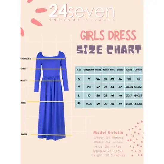 24seven Comfort Apparel Girls Blue Paisley Long Sleeve Pleated Maxi Dress image {3}