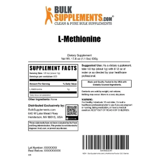 BulkSupplements L-Methionine Powder image {5}