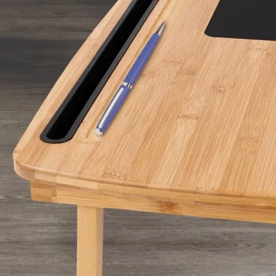 BirdRock Home Curved Lap Tray with Storage Drawer & Mouse Pad - Natural image {6}