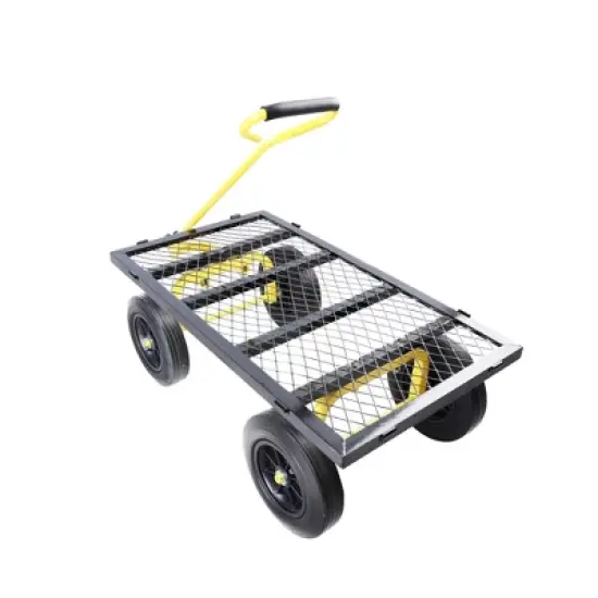 DOMETOUR (Black +Yellow Solid Wheels Wagon Cart) Solid Wheels Tools Cart Wagon Cart Garden Trucks Make It Easier To Transport Firewood image {4}