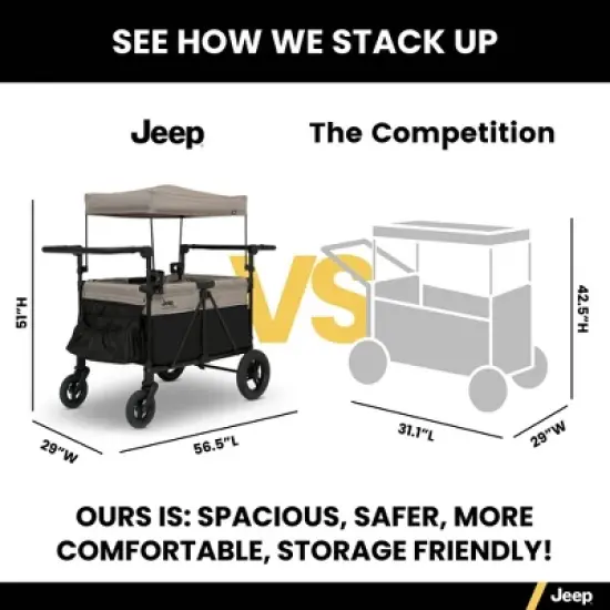 Jeep Gladiator 4-Seater Stroller Wagon by Delta Children - Black/Tan image {8}