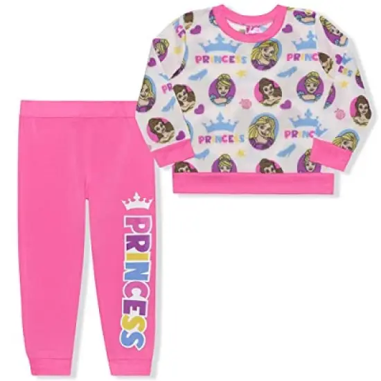 Disney Princess Girl's 2-Pack Graphic Pullover Sweatshirt and Jogger Pants Set for toddler image {5}