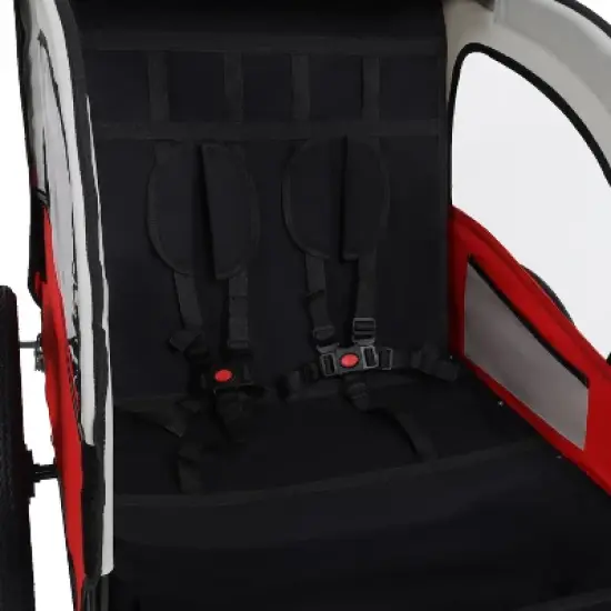 2-in-1 Double 2 Seat with 5-point safety harnesses Bicycle Bike Trailer Jogger Stroller for Kids Children Foldable Collapsible w/Pivot Front Wheel image {10}