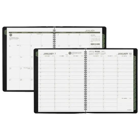 Recycled Weekly Vertical-Column Format Appointment Book, 11 x 8.25, Black Cover, 12-Month (Jan to Dec): 2026 image {2}