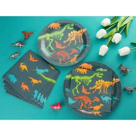 Juvale 100-Pack Gray Disposable Paper Napkins for Dinosaur Party Supplies (6.5 x 6.5 in) image {1}