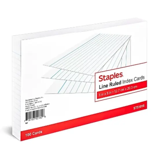 Staples Lined Index Cards 5" x 8" White 100 Cards/Pack (ST51016-CC) image {5}