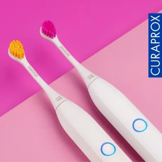 Curaprox Hydrosonic Rainbow Sensitive Brush Heads, Yellow/Pink, 2 pcs image {4}