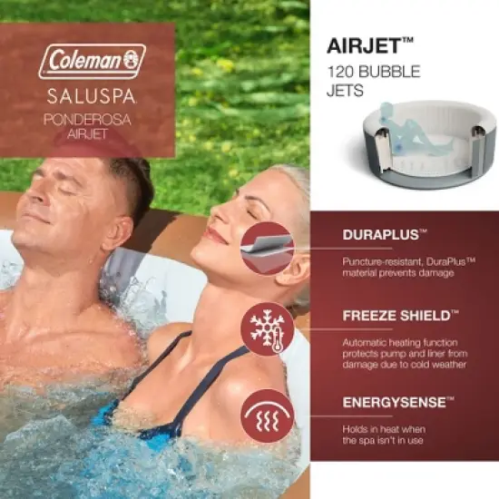 Bestway Coleman Miami AirJet Inflatable Hot Tub with EnergySense Cover, 2-Pack SaluSpa Spa Seat and 2 Sets of SaluSpa Padded Headrest Pillows image {1}