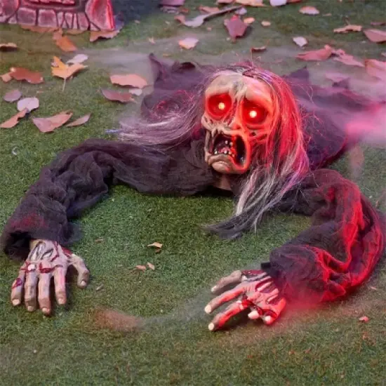 Joyfy Halloween Zombie Groundbreaker Props, Scary Zombies Halloween Decoration Lawn Yard Garden Patio Outdoor Decor with Glowing Eyes and Sound image {7}