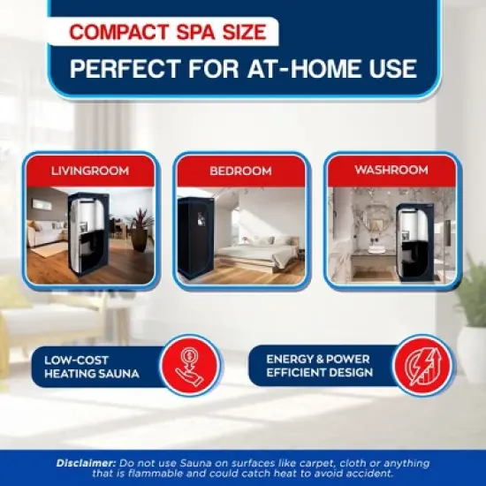 Compact Infrared Home Sauna: Easy Sit-in Design, Spa Size, Detox Therapy, Foldable Chair, Energy Efficient, Zippers for Reading, image {3}