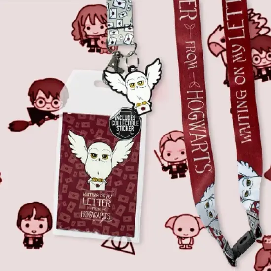 Harry Potter Hedwig ID Lanyard Badge Holder With 1.5" Hedwig Charm Pendant image {3}