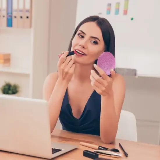 Unique Bargains Portable Oval Makeup Mirror 1 Pc image {2}