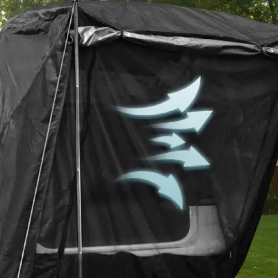 Yescom Universal Tailgate Tent with Pole for SUV/Van/MPV/CUV Camping Travel Hatchback Awning Shade Mesh Net Waterproof Black image {2}