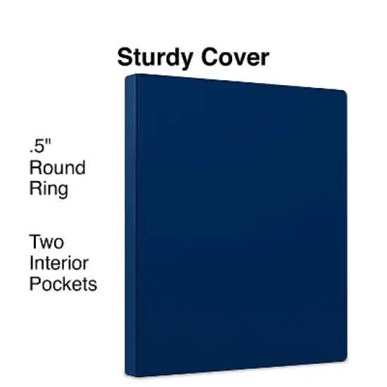Staples Simply .5-inch Round 3-Ring Non-View Binder Navy (26648) 26648-CC image {1}