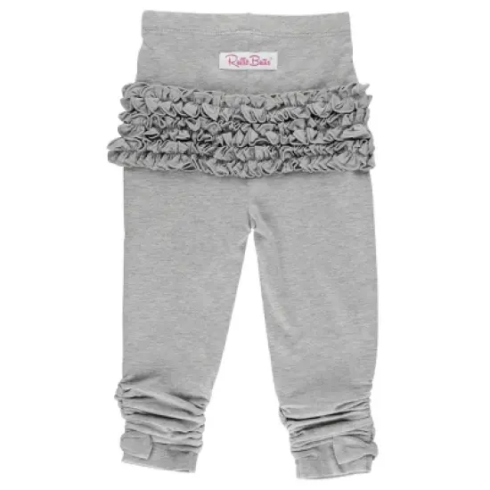 RuffleButts Heather Gray Knit Ruched Bow Leggings image {1}