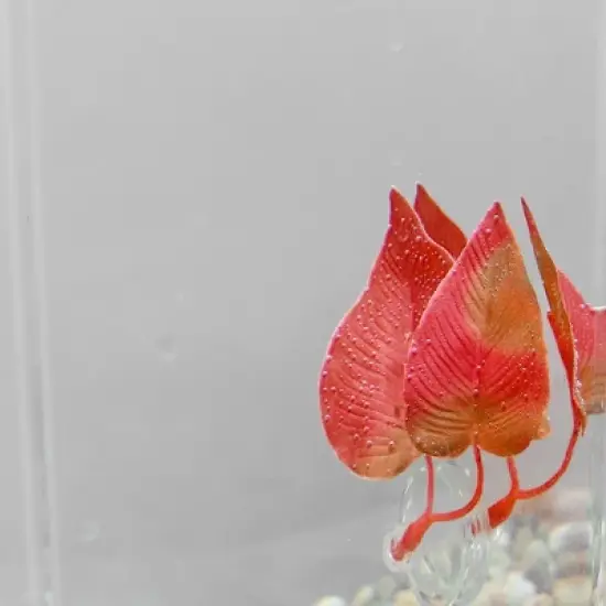 Unique Bargains Betta Fish Leaf Pad Hammock Plants for Fish Tank Red 2.56"x1.77" image {4}