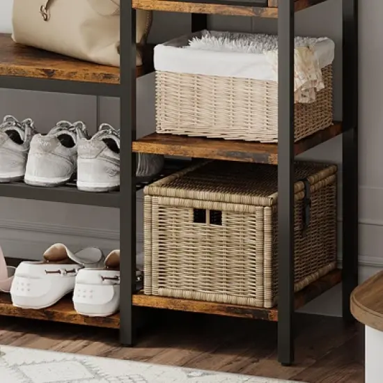 3-in-1 Hall Tree Coat Rack with Shoe Storage and Drawer, Heavy-Duty Steel Frame Entryway Bench, Multifunctional Mudroom Organizer image {5}