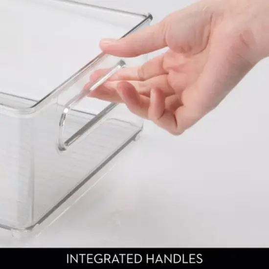 iDesign Plastic Stackable Fridge Bin with Handles, Set of 6, Clear, Made in USA image {3}