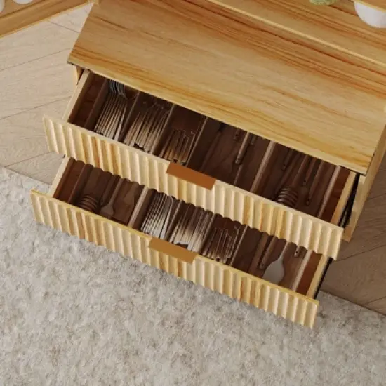 FUFU&GAGA Large-Capacity Pantry Cabinet,Food Storage Pantry with Drawers,Farmhouse Kitchen Hutch,Adjustable Shelves,Cupboard for Kitchen Organization image {3}