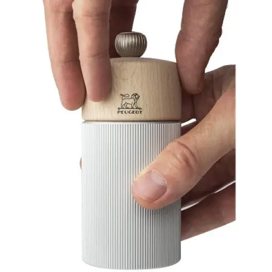 Peugeot | Line Pepper Mill, Aluminum + Beechwood, Natural, 12 cm - 5 in image {1}