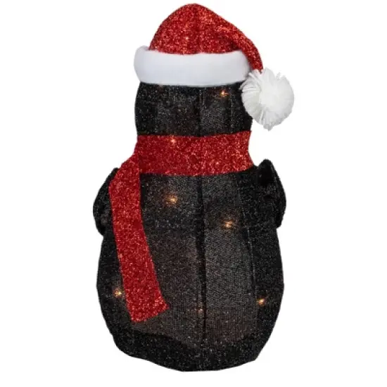 Northlight 19.5" White and Red Lighted Penguin with Santa Hat Outdoor Christmas Decoration image {2}