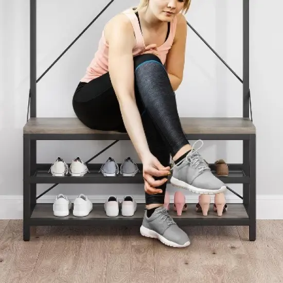 Nasitip 72" Hall Tree with 8 Hooks, Coat Rack with Shoe Rack and Bench, 3-in-1 Entryway Organizer for Hallway, Bedroom, or Living Room image {7}