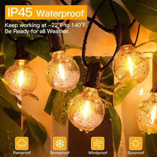 Itopfox 100FT Outdoor String Lights, Waterproof Connectable Shatterproof Outside Light with 50 Edison Spare LED Bulbs Plug in Patio Lights for Indoor image {2}