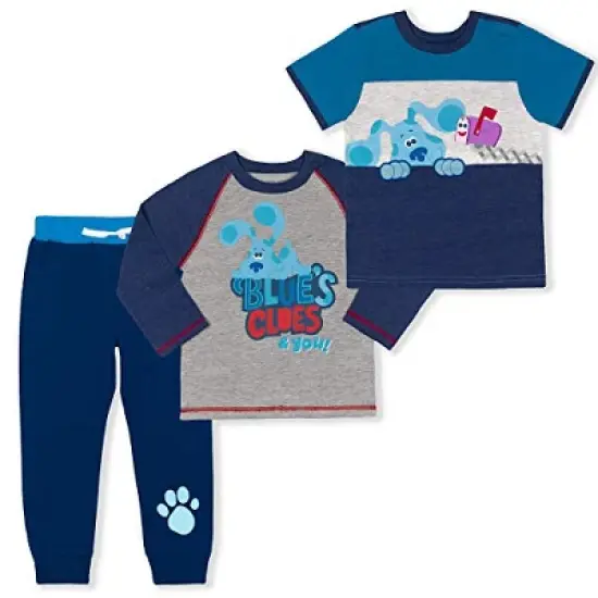 Nickelodeon Boy's 3-Pack Blue's Clues & You Long and Short Sleeve Graphic Tees and Jogger Pant Set for Toddlers image {4}