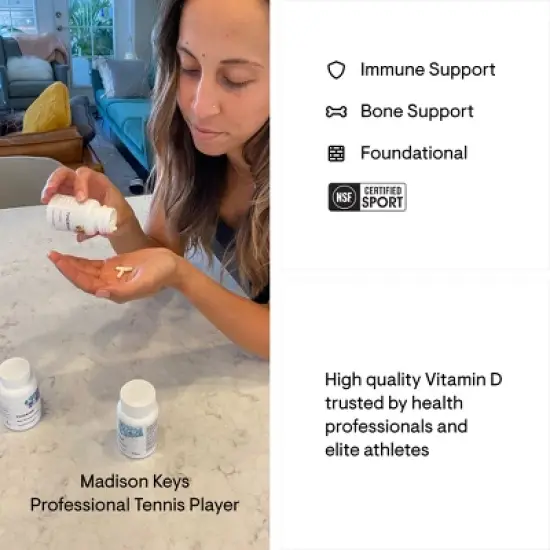 THORNE Vitamin D-5000 - Vitamin D3 Supplement - 5,000 IU - Support Healthy Bones, Cardiovascular, and Immune Function* - NSF Certified - 60 Capsules image {3}