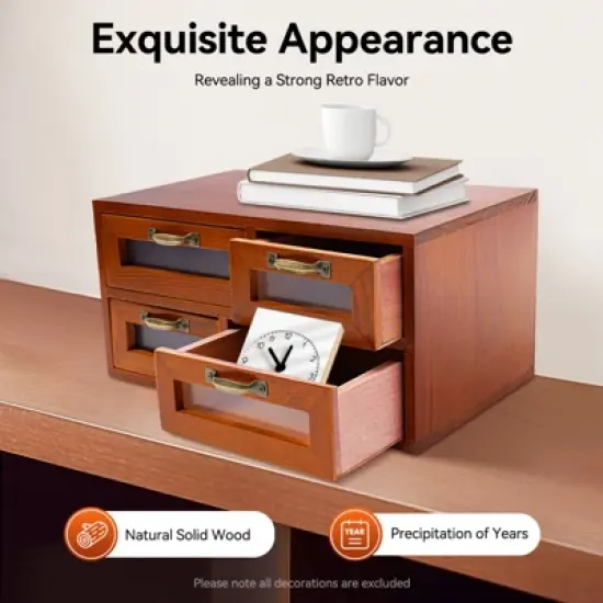 YIYIBYUS Wooden Storage Box With 16 Drawers, Desktop Storage Drawer Organizer image {4}